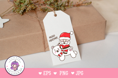 Santa ride Polar bear Christmas wreath kawaii clipart winter Product Image 3
