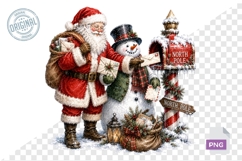 Cute Santa Snowman Christmas Clipart Product Image 1