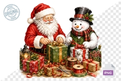 Cute Santa Snowman Christmas Clipart Product Image 1