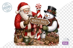 Cute Santa Snowman Christmas Clipart Product Image 1