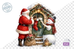 Cute Santa Snowman Christmas Clipart Product Image 1