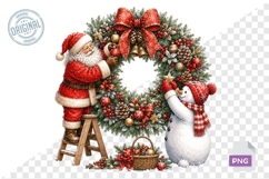 Cute Santa Snowman Christmas Clipart Product Image 1