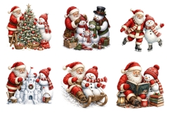 Cute Santa Snowman Christmas Clipart Product Image 3