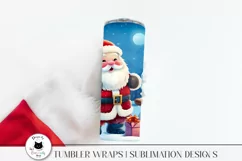 santa holding a tumbler with cute santa wrap