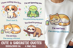 Cute &amp; Sarcastic Animal Quotes PNG Sublimation Designs Product Image 4