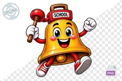 Cute School Bell Character PNG Teacher Clipart Design Product Image 1