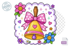 Cute School Bell with Bow Clipart PNG Back to School Product Image 1