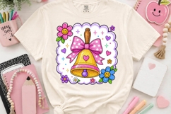 Cute School Bell with Bow Clipart PNG Back to School Product Image 2
