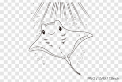 Stingray under water rays outline SVG summer clipart illust Product Image 1