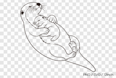 Baby otter resting on mother SVG summer clipart illust PNG Product Image 1