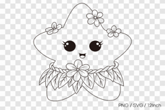 Hula dancing starfish line art SVG summer clipart illust png Product Image 1