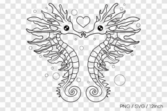 Pair of leafy seadragons line art SVG summer clipart illust Product Image 1
