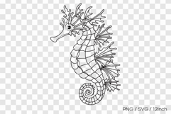 Ornate leafy seadragon outline SVG summer clipart illust PNG Product Image 1