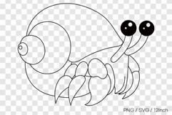 Cute hermit crab outline SVG summer clipart illustration PNG Product Image 1