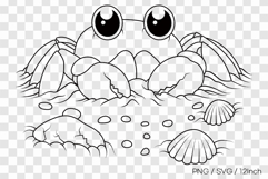 Burrowing crab in sand line art SVG summer clipart PNG Product Image 1