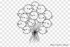 Pufferfish balloons bunch line art SVG summer clipart PNG Product Image 1