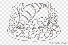 Giant clam with multiple pearl SVG summer clipart illust PNG Product Image 1