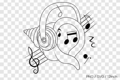 Musical clam wearing headphones SVG summer clipart PNG Product Image 1