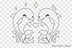 Two dolphins jumping face to face SVG summer clipart illust Product Image 1