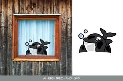 Cute Whale Against Glass for Sticker Product Image 1