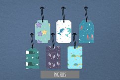 Cute Sea Animal Couple Seamless Pattern Shaped Tags Product Image 1