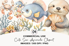 Cute Sea Animals Clipart Sublimation Product Image 1