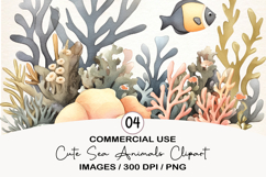 Cute Sea Animals Clipart PNG Product Image 1