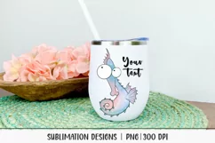 funny sea horse sublimation design shown on a tumbler