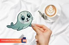 Cute Seal Sticker, Kawaii Seal Sticker, Cartoon Seal Design Product Image 1