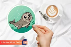 Cute Seal Sticker, Kawaii Seal Sticker, Cartoon Seal Design Product Image 1