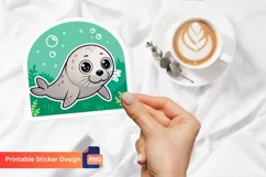 Cute Seal Sticker, Kawaii Seal Sticker, Cartoon Seal Design Product Image 1