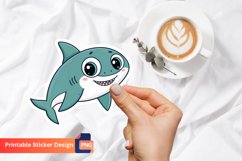 Cute Shark Sticker, Adorable Shark Decal, Cartoon Shark Art Product Image 1