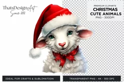 Cute Sheep clipart Christmas Animal PNG for Sublimation Product Image 1
