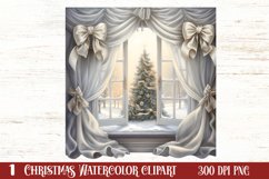 Cute Silver Christmas Watercolor Clipart, Christmas SVG Product Image 1
