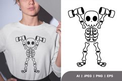 Cute Kid Skeleton Raising Two Dumbbells Product Image 1
