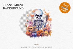 Cute Skeleton Skull Halloween Creepy Clipart PNG Scrapbook Fairy Tale Art Image Watercolor Transparent Print illustration sublimation creepy printable digital watercolor Floral Skeleton Skull, spooky clipart, nursery, Creepy halloween decoration art image