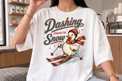 Cute Skiing Duck Christmas PNG, Vintage Holiday Animal Desig Product Image 3