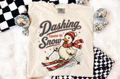 Cute Skiing Duck Christmas PNG, Vintage Holiday Animal Desig Product Image 4