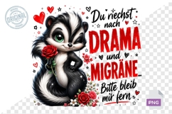 Cute Skunk Drama German Quote Sublimation PNG Design Product Image 1