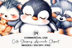 Cute Sleeping Animals Clipart Product Image 1