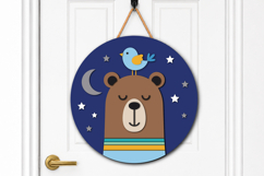 Cute Sleepy Bear Nursery Round Sign SVG Product Image 2