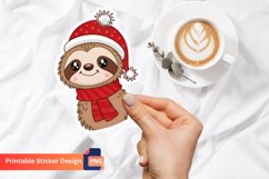 Cute Sloth Christmas Sticker, Cute Animal Sticker Product Image 1
