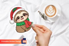Cute Sloth Christmas Sticker, Cute Animal Sticker Product Image 1