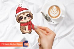 Cute Sloth Christmas Sticker, Cute Animal Sticker Product Image 1