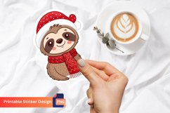 Cute Sloth Christmas Sticker, Cute Animal Sticker Product Image 1