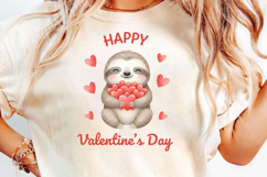 Cute Sloth Valentines Clipart PNG Product Image 3