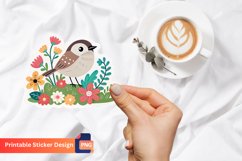 Cute Small Bird In Flowers Sticker Product Image 1