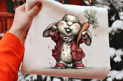 Cute Smiling Easter Bunny Holding Carrot Product Image 2