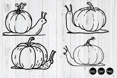 Cute Snails Pumpkin SVG, Doodle Snails SVG, Autumn SVG Product Image 1