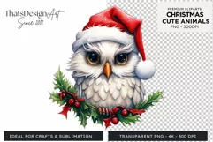 Cute Snow owl, Christmas Animal PNG for Sublimation Product Image 1